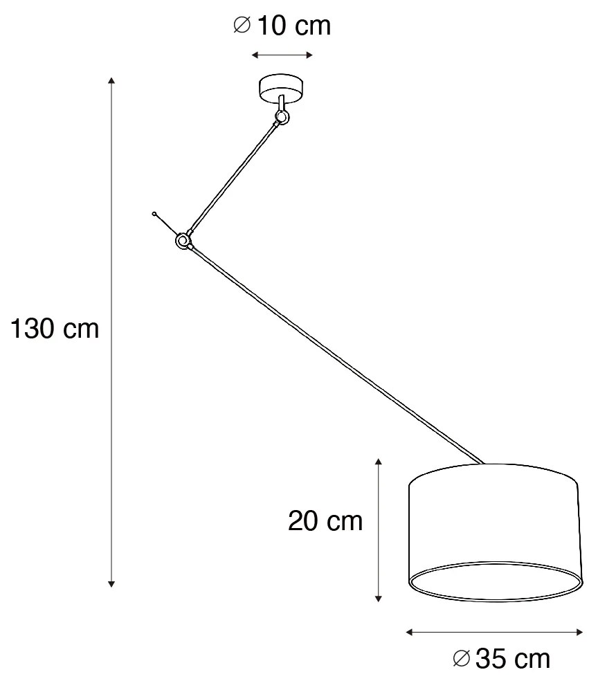 Lampă suspendată neagră cu abajur de catifea gri-maroniu 35cm - Blitz