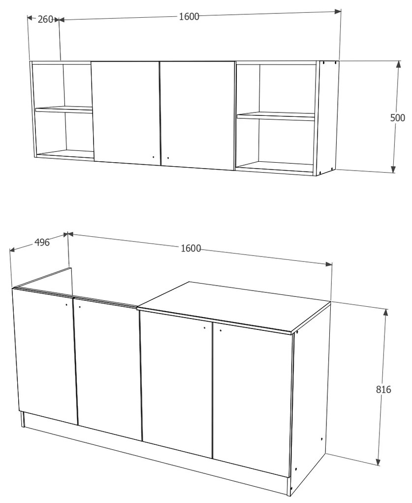 Set haaus Sena, Stejar Bronz/Alb, L 160 cm