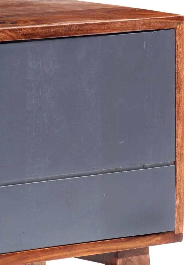 Comoda TV, gri, 140 x 30 x 45 cm, lemn masiv de sheesham