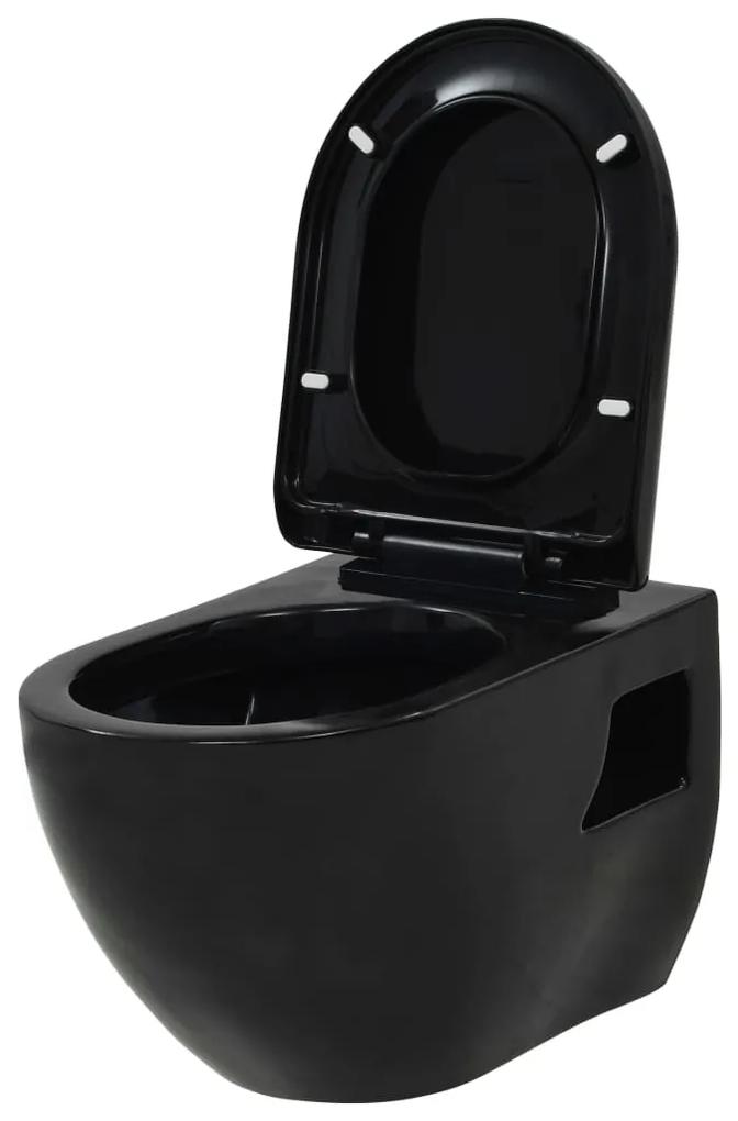 Vas de toaleta cu montare pe perete, ceramica, negru Negru
