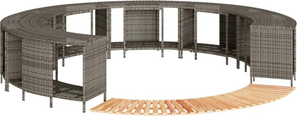 vidaXL Împrejmuire cadă cu hidromasaj, gri, poliratan / lemn acacia