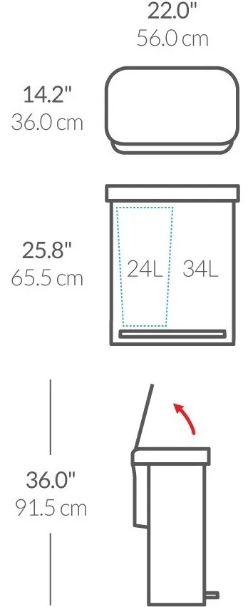 Coș de gunoi cu pedală Simplehuman pentru sortareadeșeurilor 58 l, alb