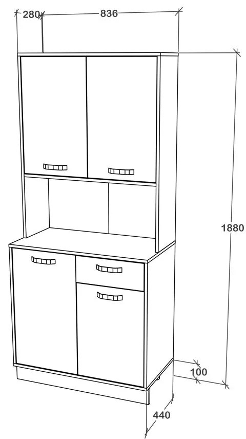 Bufet haaus Oma, Antracit/Alb, L 84 cm