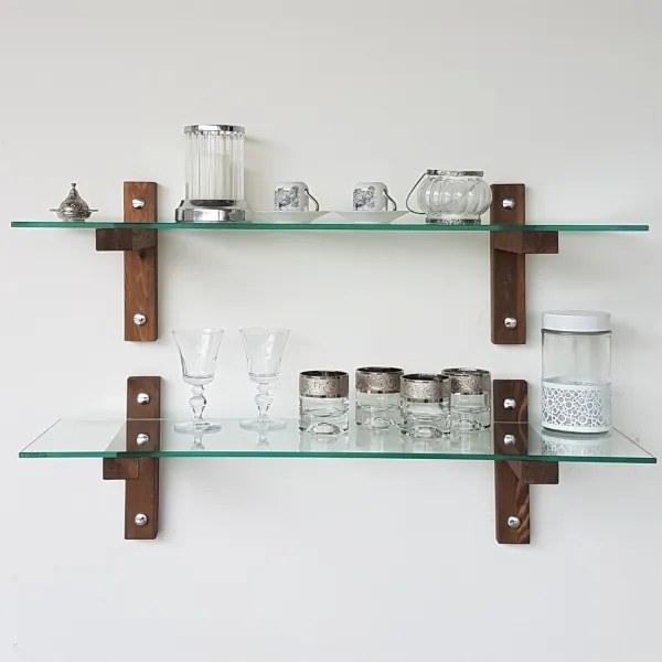 SET 2x raft de perete 25x85 cm pin/transparent