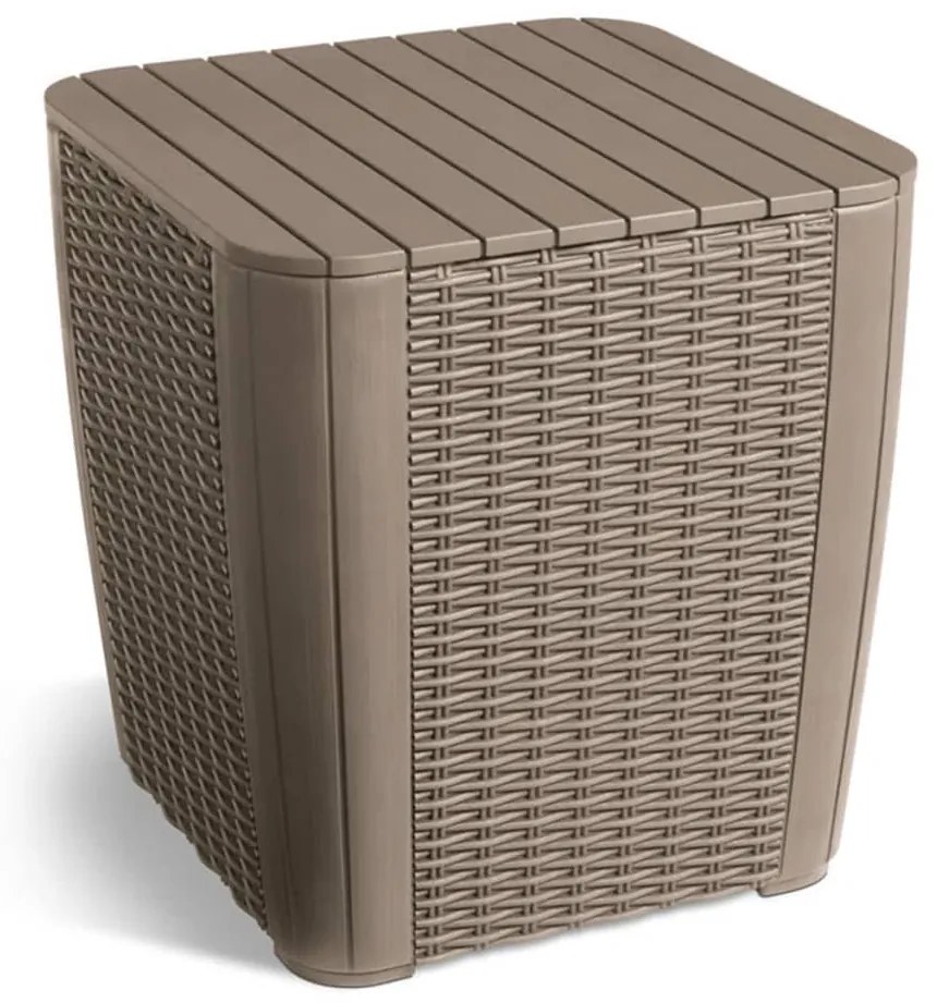 Keter Masă laterală de grădină Luzon, cappuccino, răchită rotunjită