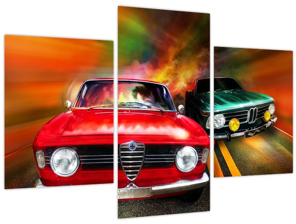 Tablou - Mașini de curse retro (90x60 cm)
