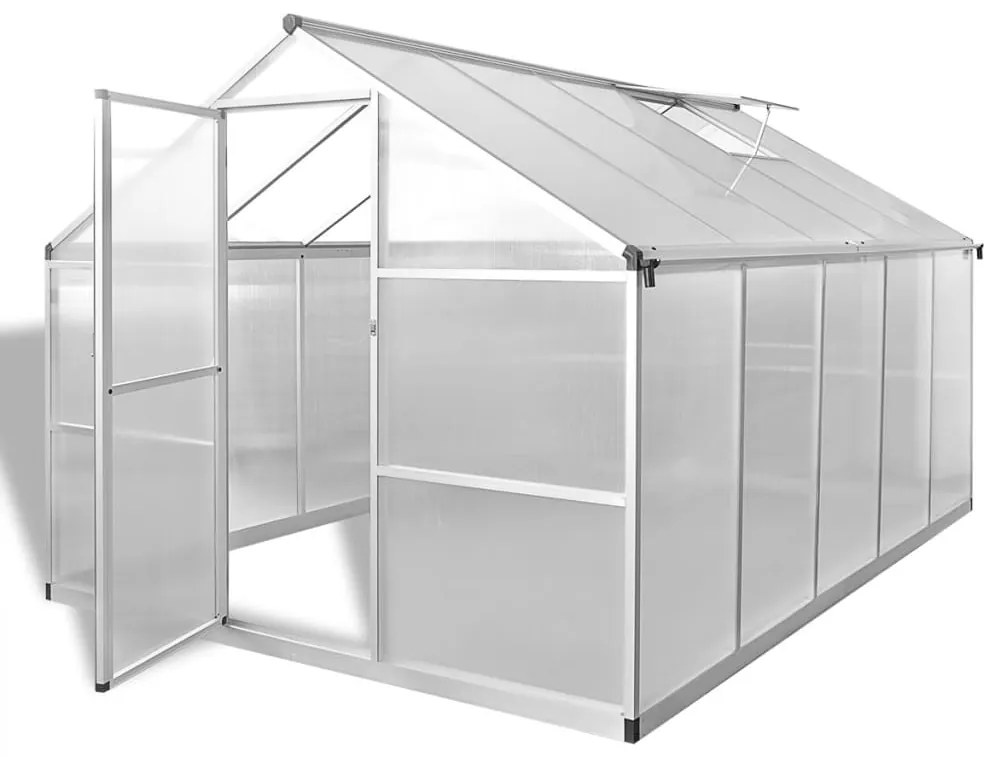 vidaXL Seră din aluminiu ranforsat cu cadru la bază, 7,55 m²