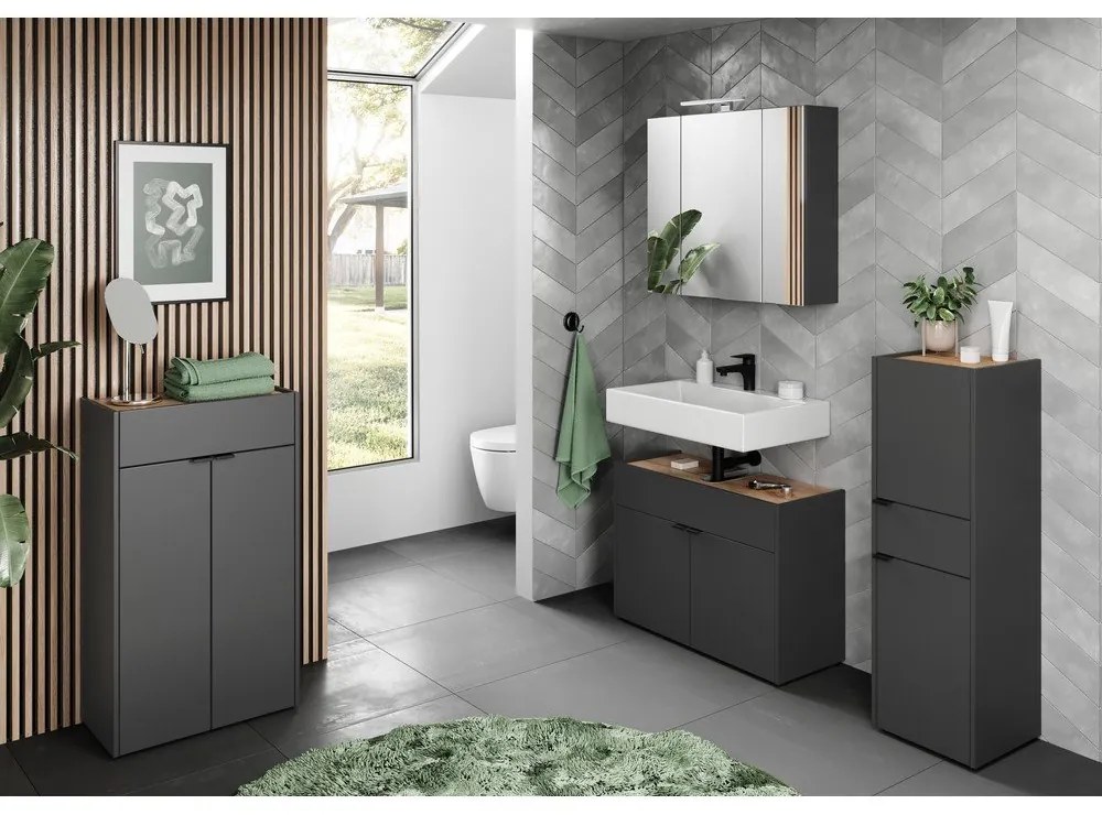 Dulap de baie gri antracit înalt 34x111 cm Forano – Germania