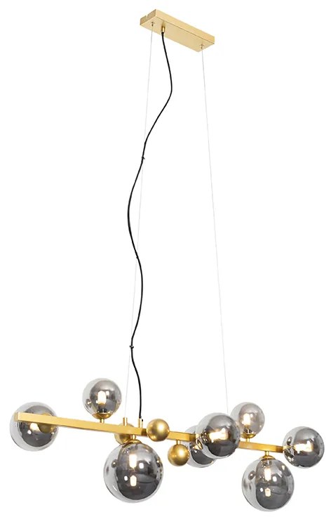 Lampă suspendată Art Deco aurie cu sticlă fumurie cu 8 lumini - David