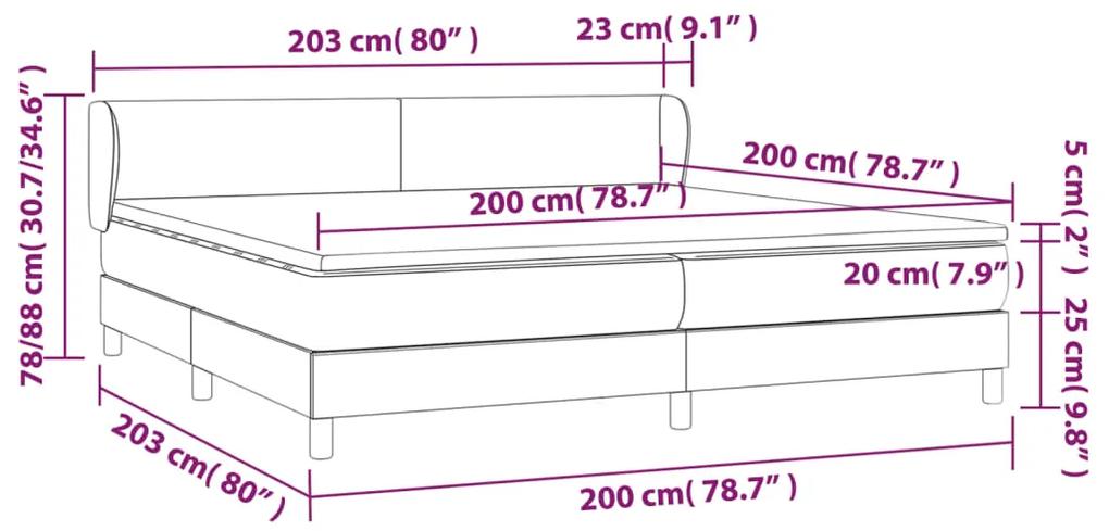 Pat box spring cu saltea, roz, 200x200 cm, catifea Roz, 200 x 200 cm, Design simplu