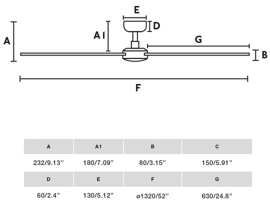 Ventilator de tavan FARO 34356 RUDDER L maro/negru d. 132 cm + telecomandă