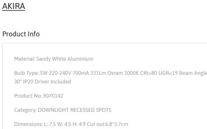 Spot LED incastrabil tavan fals / plafon AKIRA 5W