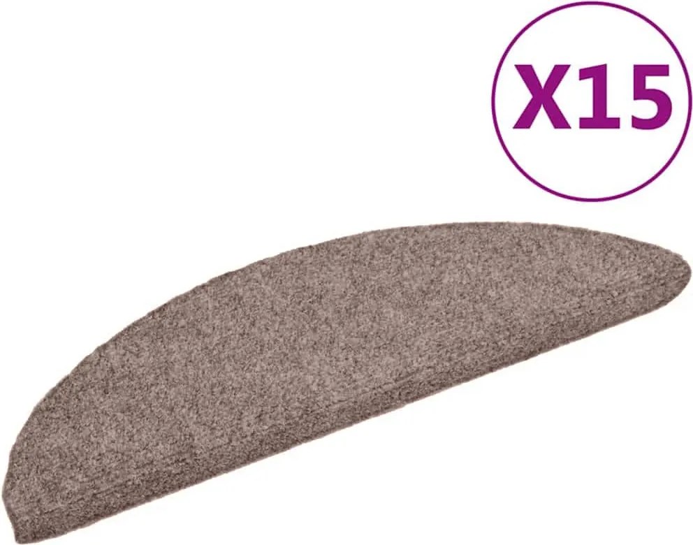 vidaXL Covorașe autoadezive pentru scări, 15 buc., 56x17x3 cm, maro deschis, semirotunde
