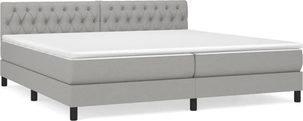 vidaXL Pat box spring cu saltea, gri deschis, 200x200 cm, textil