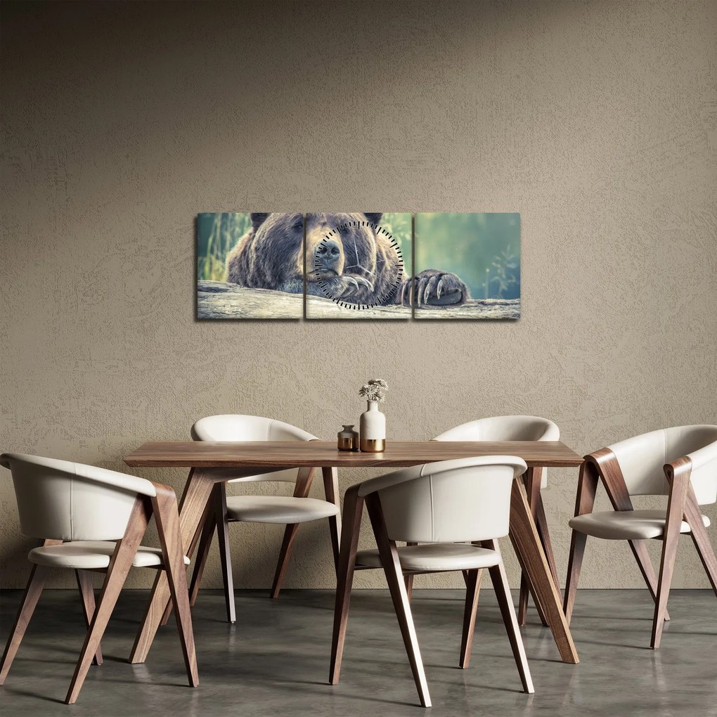 Tablou cu urs (cu ceas) (90x30 cm)