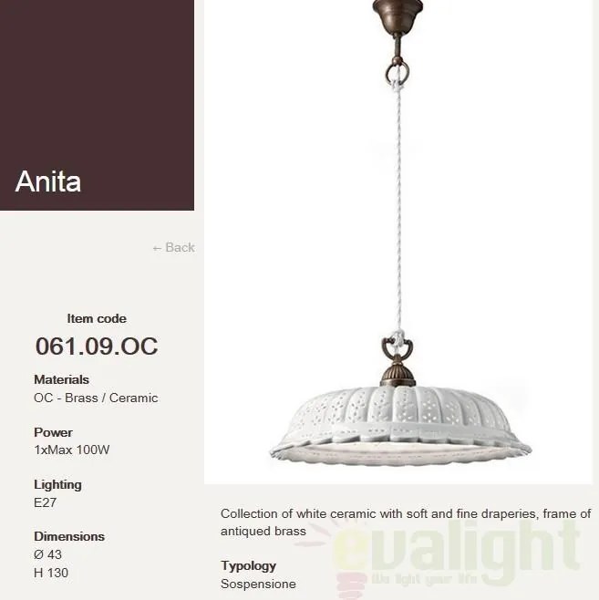 Lustra, Pendul rustic fabricat manual diametru 43cm Anita 061.09.OC