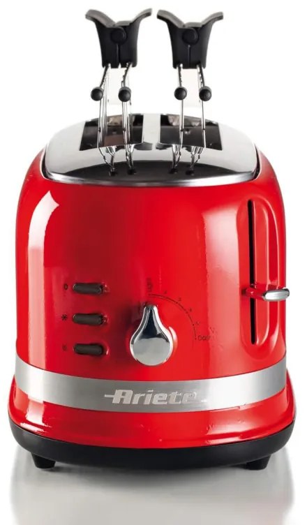 Prajitor de paine Ariete MODERNA 0149/00, 815W, 2 felii, 3 functii, 6 trepte, Tava firimituri detasabila, Rosu