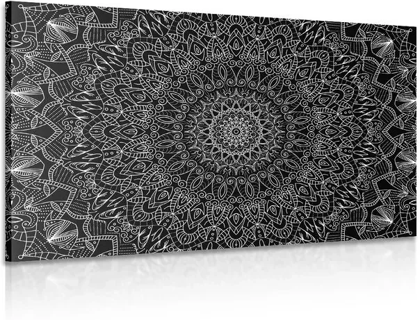 Tablou Mandala decorativă detaliată în design alb-negru