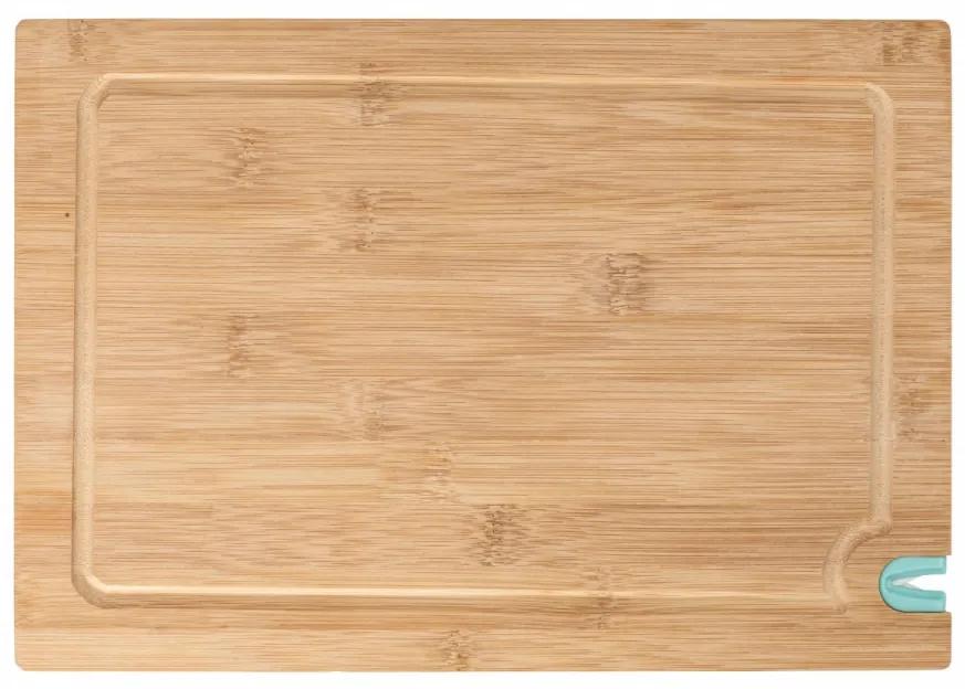 Tocator cu dispozitiv de ascutit cutite, Wenko, 33 x 23 cm, bambus, natur