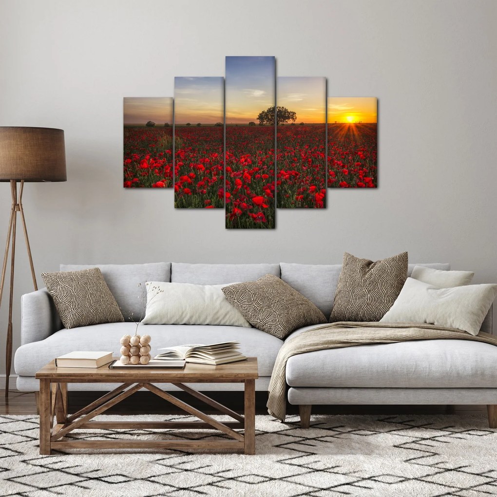 Tablou cu lunca și macii (150x105 cm)