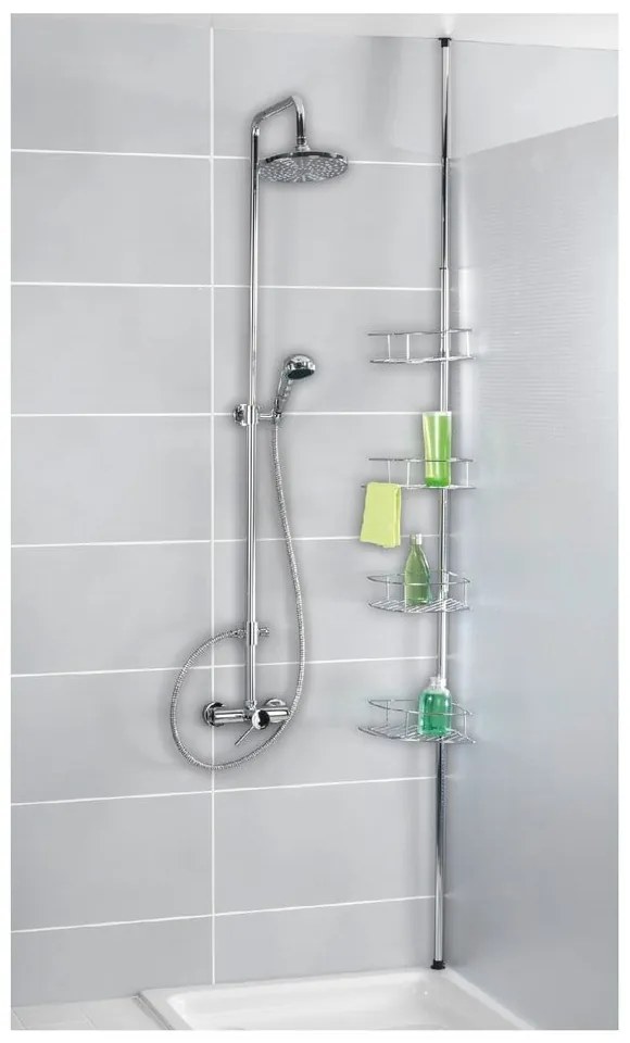 Raft pentru baie argintiu lucios de colț telescopic din oțel inoxidabil Dolcedo – Wenko