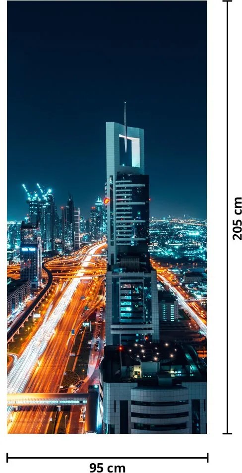 Fototapet pentru ușă - Noaptea în Dubai (95x205cm)