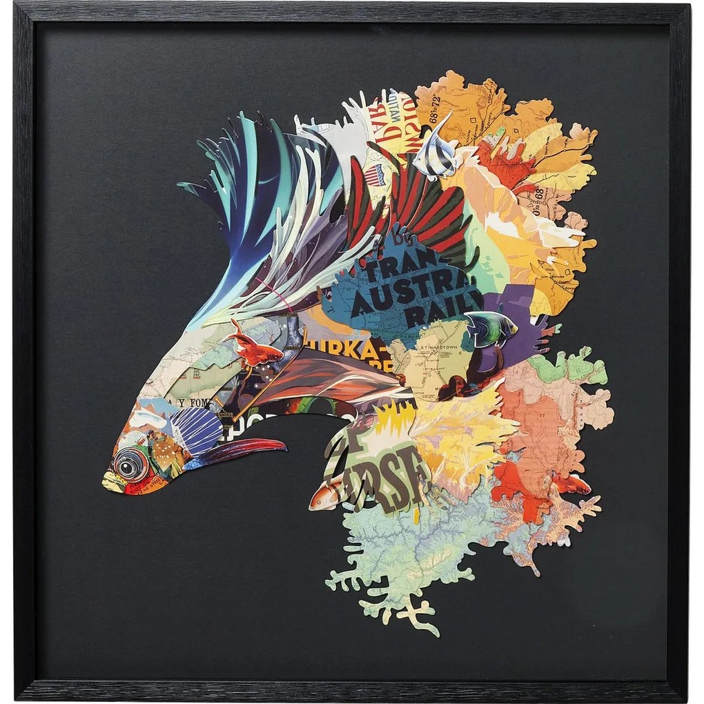 Tablou cu rama Art Betta Fish Colore Left 65x65cm