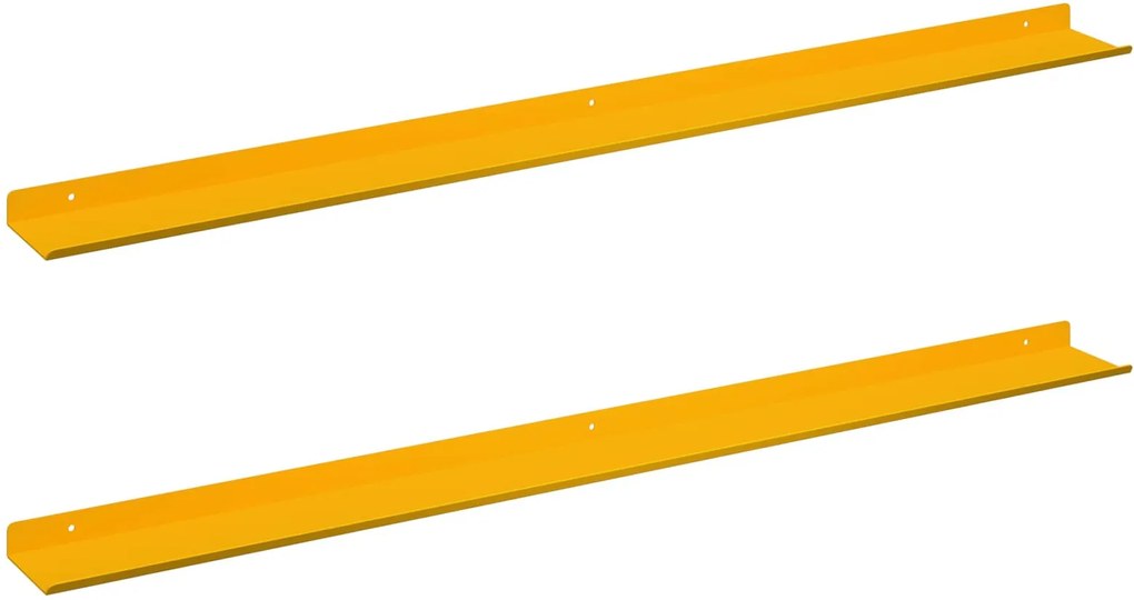 vidaXL Raft suspendat 2 pcs Galben muștar 100 x 9 x 2,5 cm Oțel