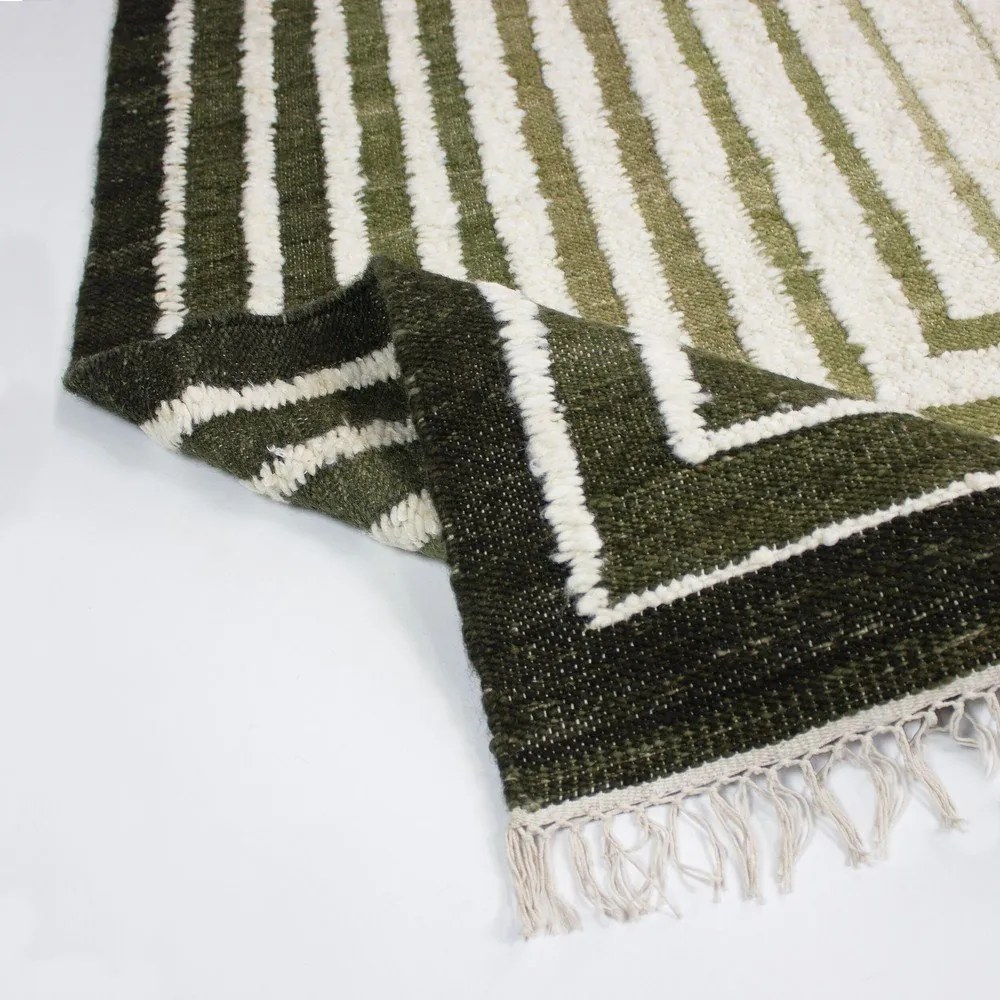 Covor verde țesut manual din amestesc de lână 160x230 cm Boucle Frame – Flair Rugs