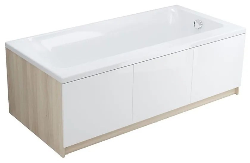 Cada baie incastrata Cersanit Smart, 160 x 80 cm, orientare stanga, alb lucios 1600x800 mm, Stanga