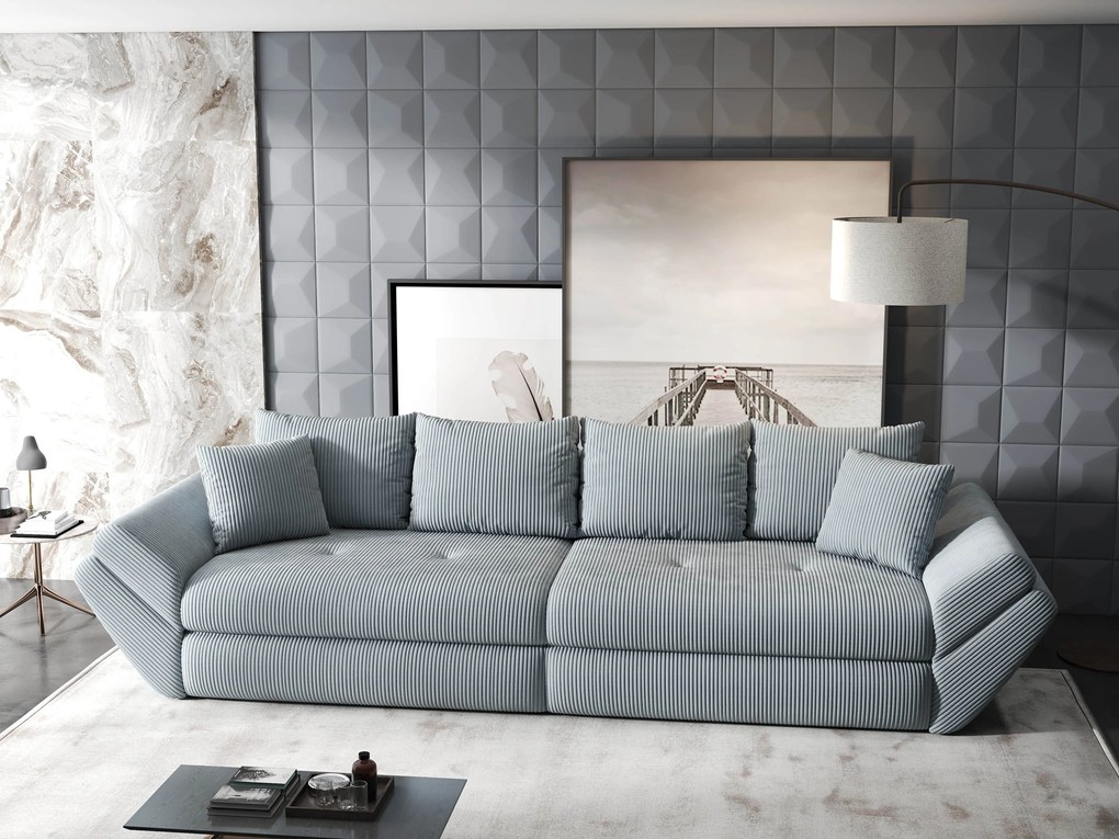 Canapea extensibilă dumonde cu ladă de depozitare si sezut confortabil din spuma high-density, Loana Zoom Gri 300x100 cm