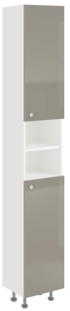 Soldat Baie Zaria, 2 Usi, Gri Lucios/Alb, MDF, L 30 x l 27 x H 190 cm