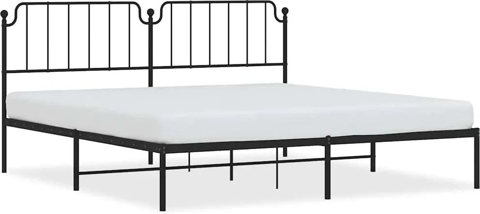 vidaXL Cadru de pat metalic cu tăblie, negru, 193x203 cm