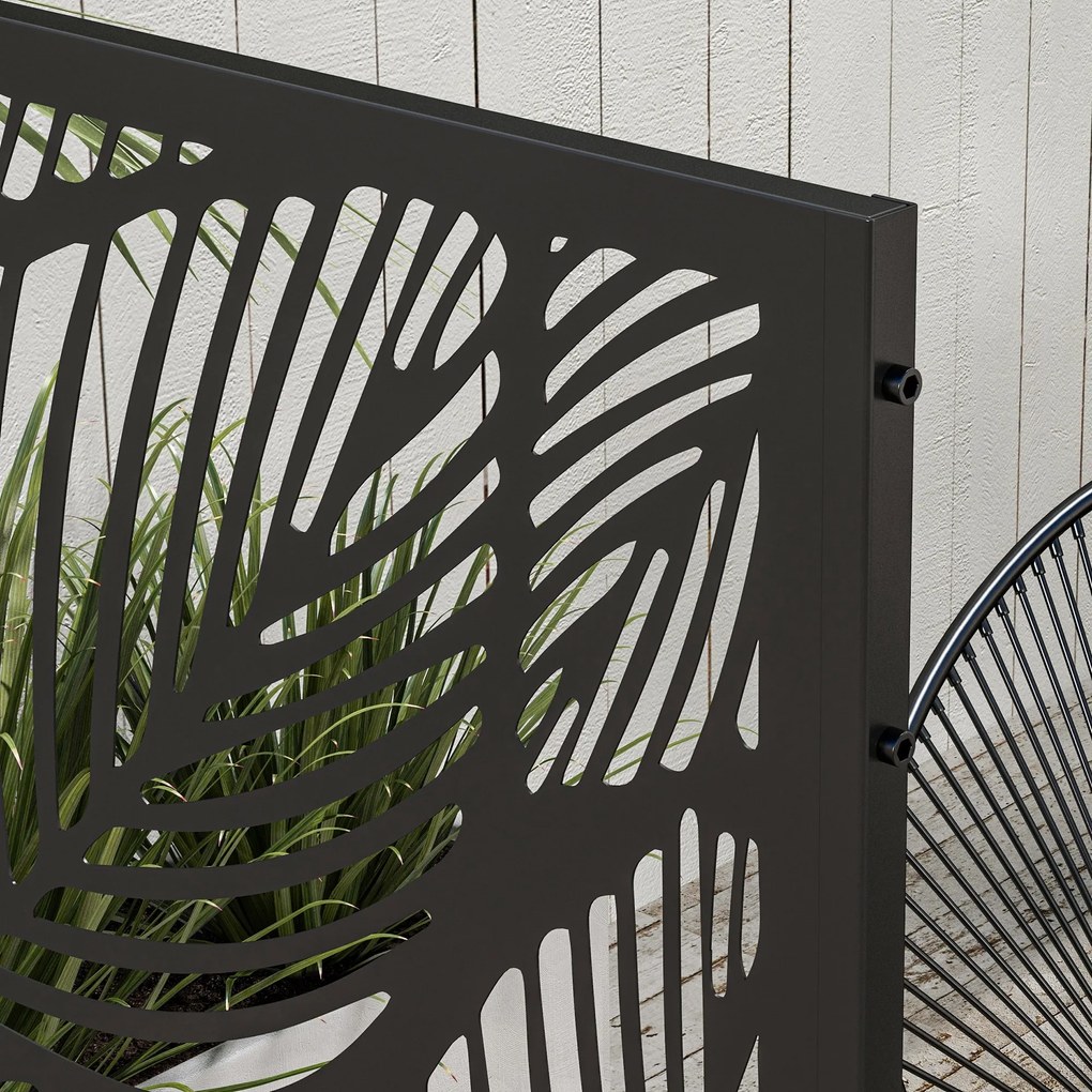 Outsunny Paravan pentru exterior cu suport si suruburi de expansiune, Separator din metal 6,5FT pentru exterior