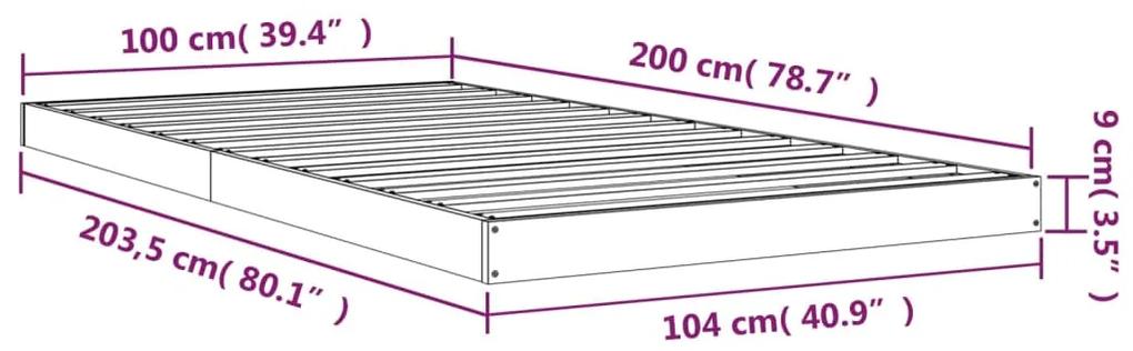 Cadru de pat, maro miere, 100x200 cm, lemn masiv de pin maro miere, 100 x 200 cm