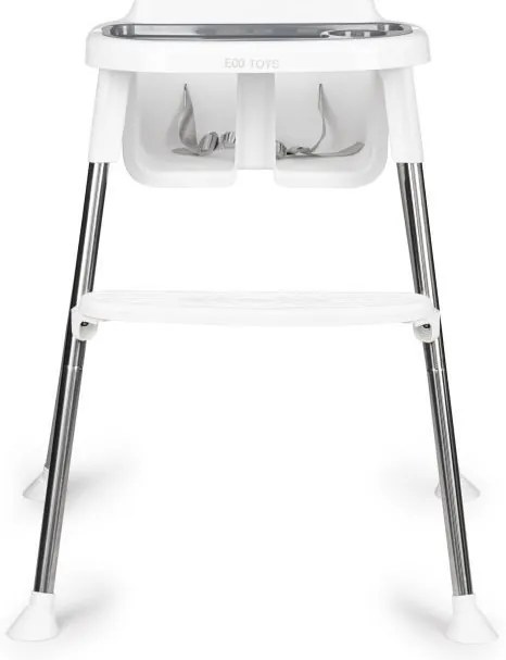 Scaun de hrănire 2 în 1 cu tavă și centuri alb