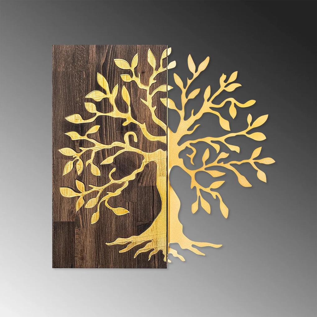 Accesoriu decorativ de perete din lemn Tree - Gold