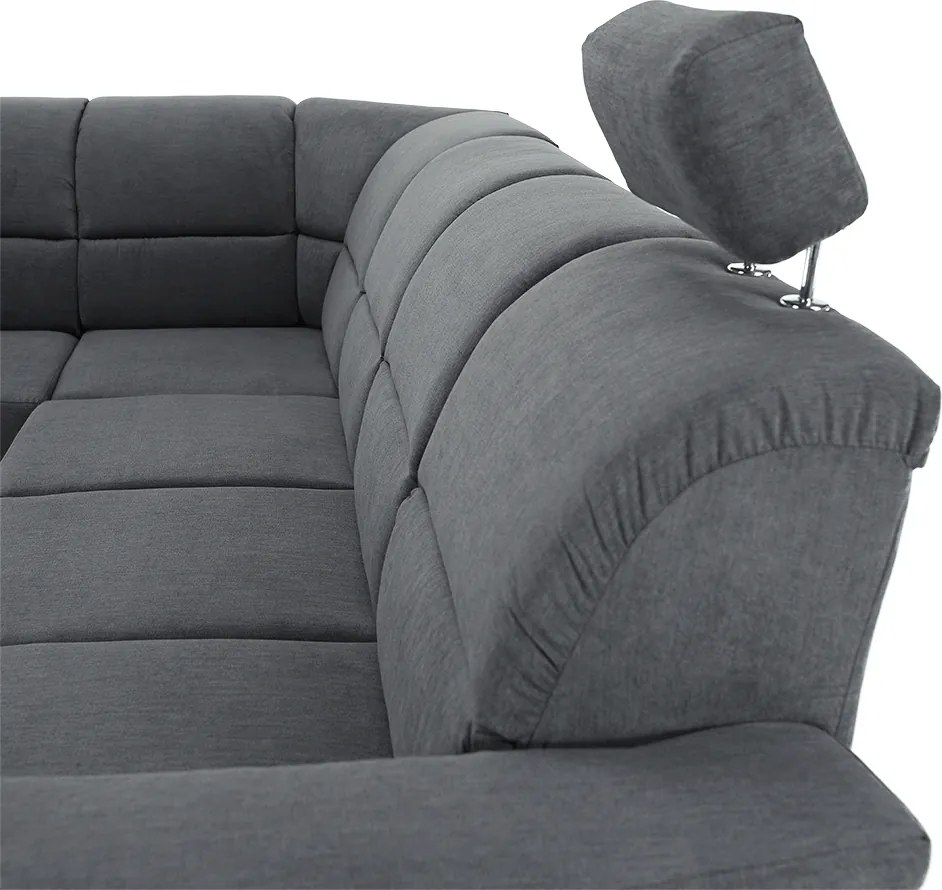 Colţar extensibil, material textil gri, model stânga, SANTIAGO