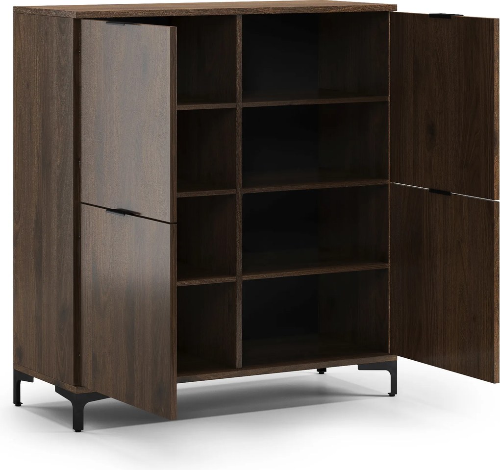 Mazzoni Comodă LANA K-100 Nuc Elegant - DULAP VERTICAL CU 4 UȘI