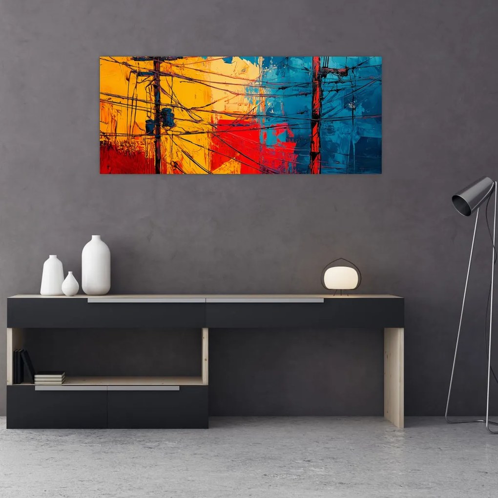 Tablou - Linii electrice abstracte (120x50 cm)