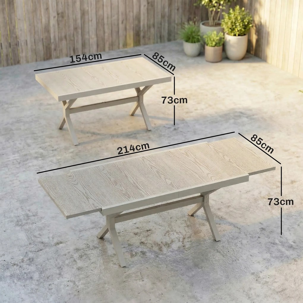 Outsunny Masă Extensibilă de Grădină pentru 8-10 Persoane, din Aluminiu și Oțel, 154/214x85x73 cm, Gri | Aosom Romania