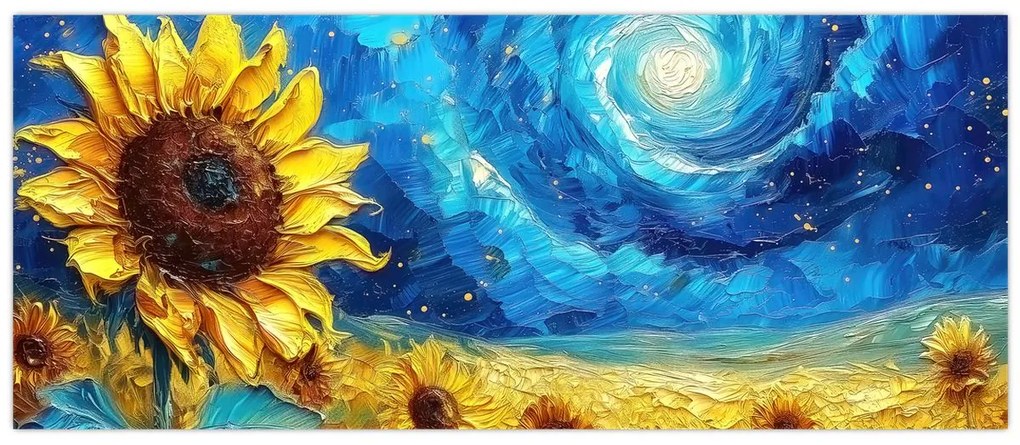 Tablou - Pictura floarea-soarelui (120x50 cm)