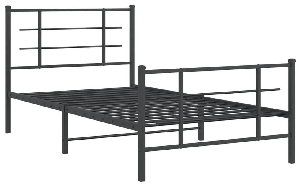 355574 vidaXL Cadru pat metalic cu tăblii de cap/picioare, negru, 100x200 cm