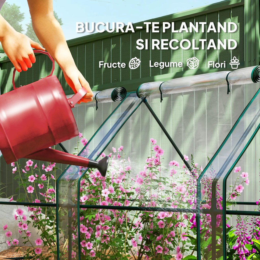 Outsunny Mini Seră Portabilă Tunel pentru Plante și Flori cu Uși Rulabile cu Fermoar, Transparentă | Aosom Romania