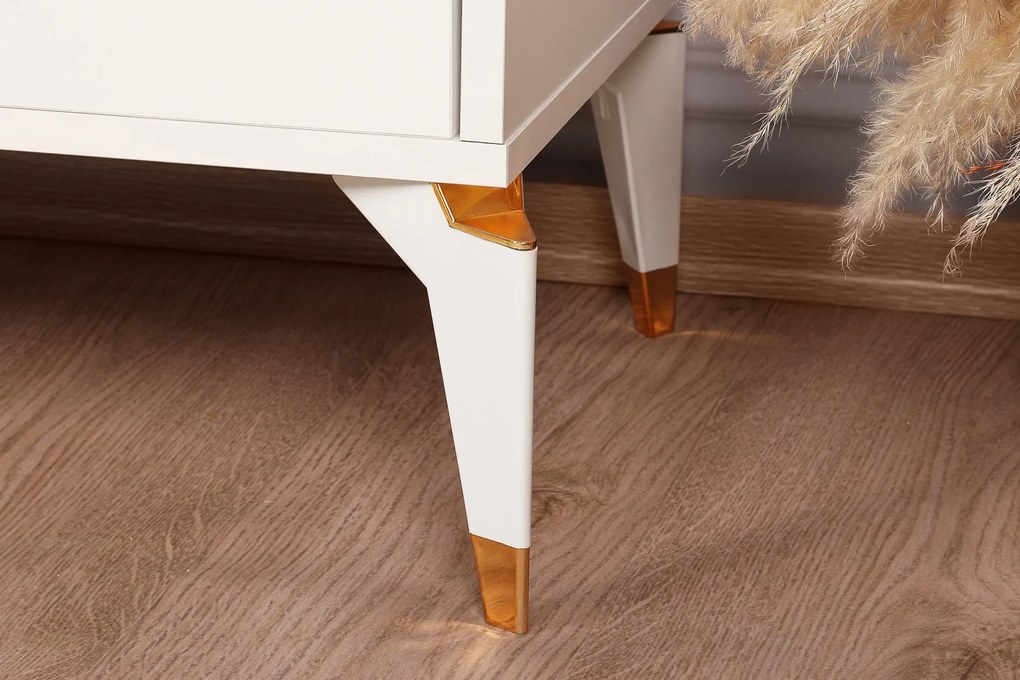 Comoda TV Posh, Alb - Maro inchis, 143 x 47 x 40 cm