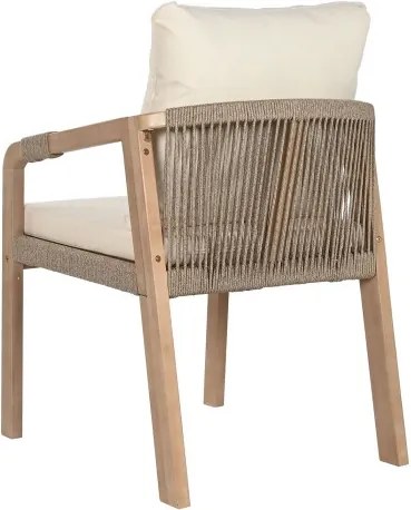 Set dining exterior din lemn de acacia, masă și 10 scaune cu perne și frânghie împletită, 11 piese, finisaj natural, „Roda”