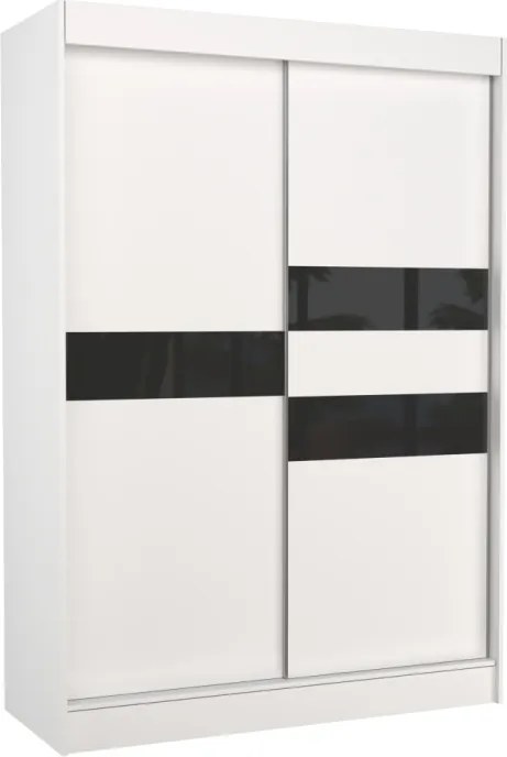 Dulap cu usi glisante 150x215 cm, Batia, ADRK Furniture (Culoare: Negru / Alb / Gri Lacobel)