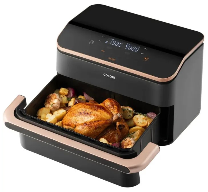 Friteuza cu aer cald Cosori Dual Blaze TwinFry CAF-TF101S, 10 L, 6 programe, 240°C, Timer, ThermoIQ, Negru