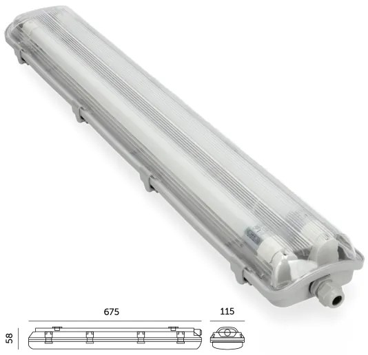 Corp de iluminat LED fluorescent industrial Brilagi OPTIMA T8 2xG13/9W/230V 4000K IP65 67,5 cm
