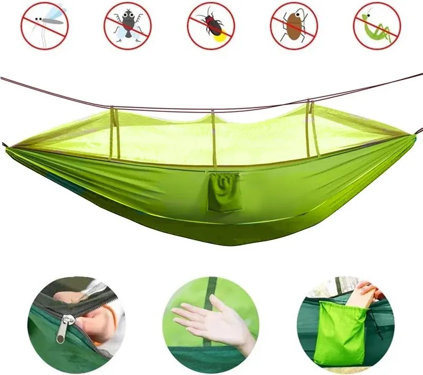 Hamac pentru exterior - hamac cu plasa de insecte - masliniu